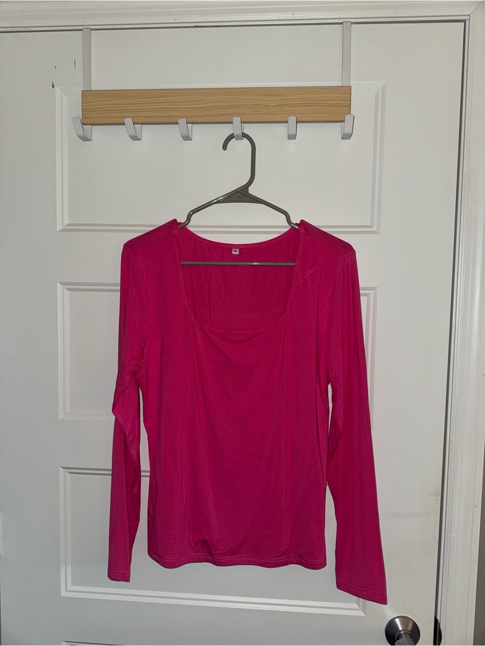Amazon Women's Long Sleeve Scoop Neck Top - Fuchsia